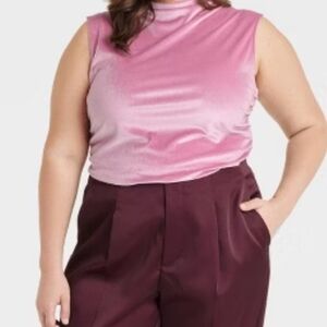 A New Day Women's Mauve Scrunched Sleeveless Top Women's Size XXL